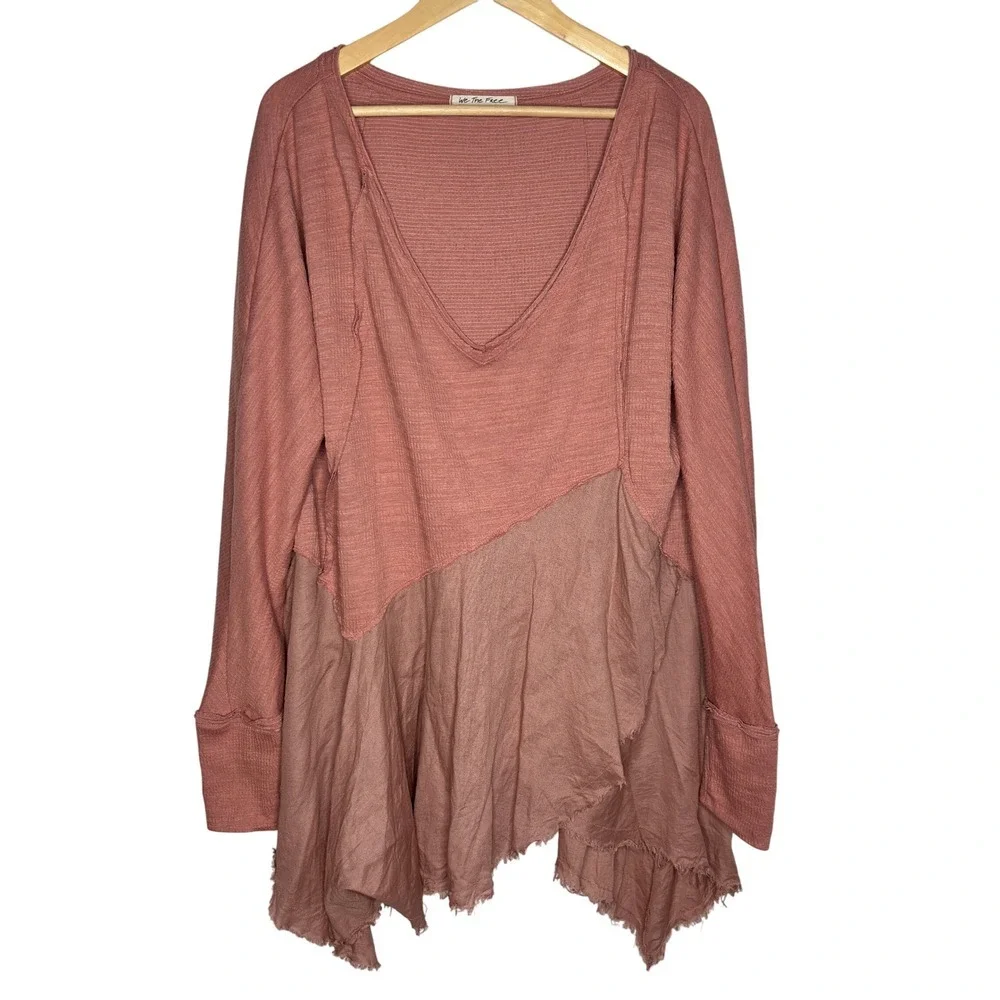 We The Free Coming In Hot Long Sleeve Tunic Trapeze Hem V Neck Oversized Size S - Picture 9 of 13
